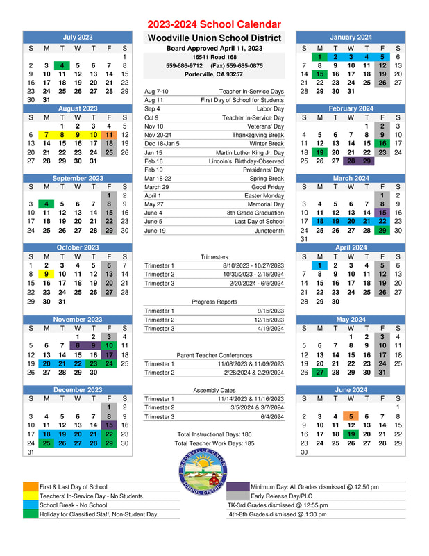 20232024 Academic Calendar WOODVILLE UNION SCHOOL DISTRICT
