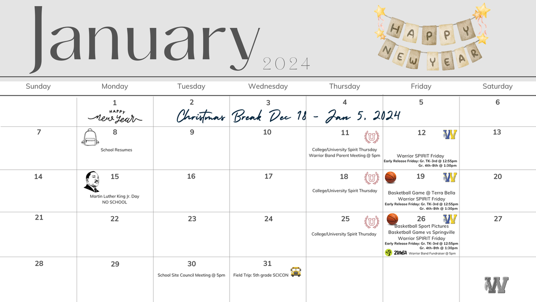 January Calendar Events Picture